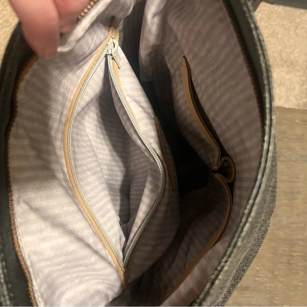 Sherpani Black and Tan Canvas Backpack with Orange Accents - Picture 10 of 10